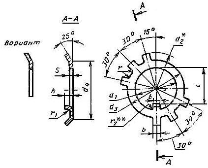 Чертеж шайбы ГОСТ 11872-89 - исполнение - 1